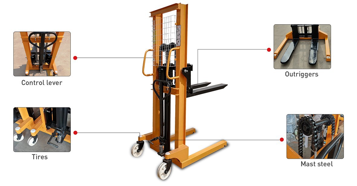 details of hand hydraulic stacker