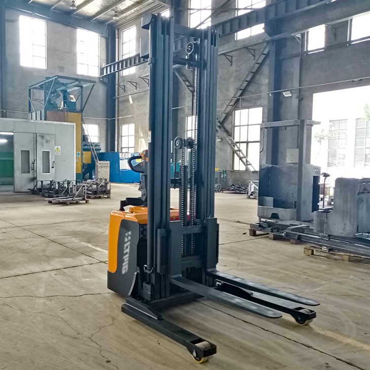 stand-on electric pallet stacker