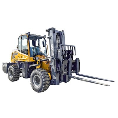 Rough Terrain Forklift With Hinged Fork